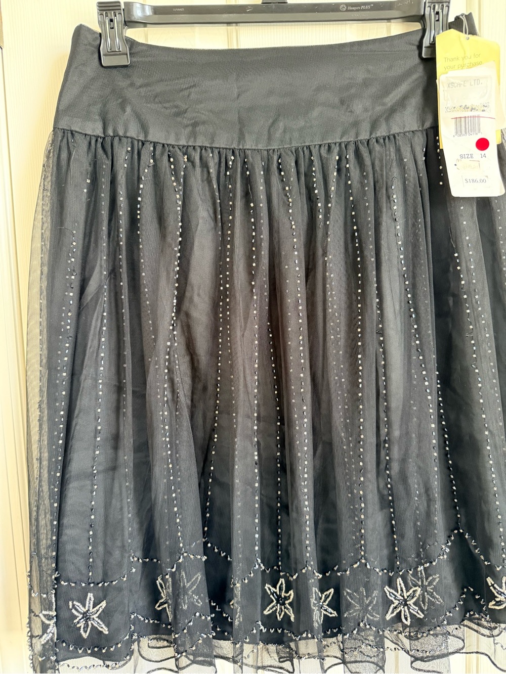 Lord & Taylor Black Embellished Tulle Skirt